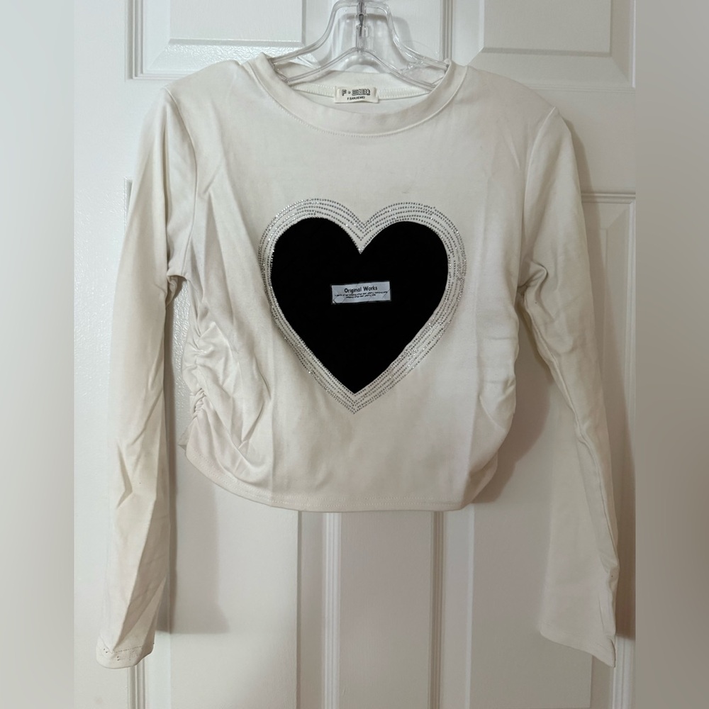 T230- Y/Project White and Black Heart Crop Top